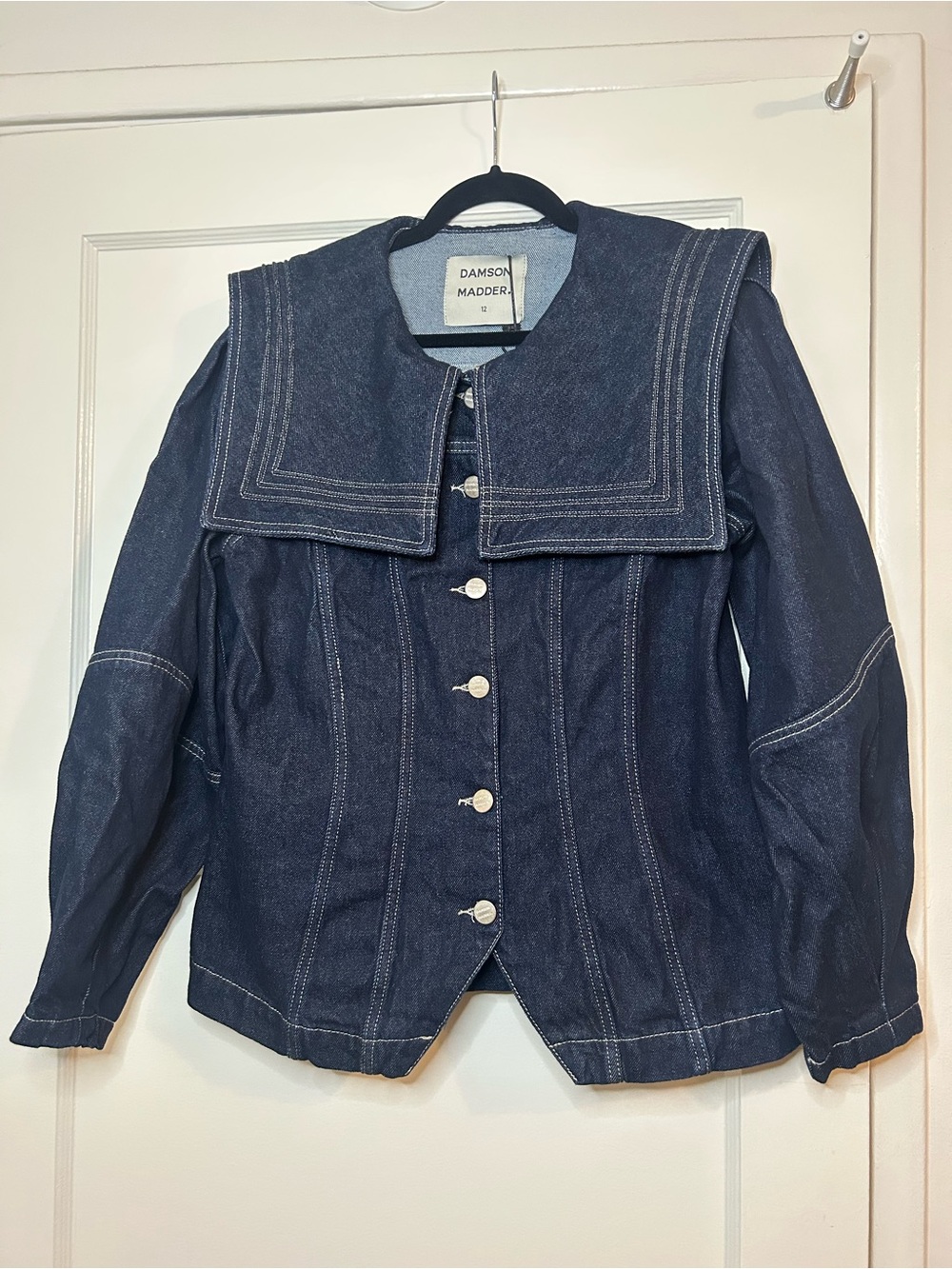 Damson Madder Women's Dark Blue Denim Sailor-Collar Jacket - US 8